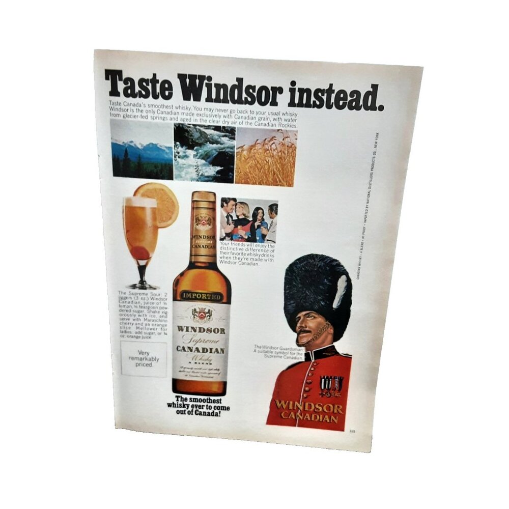 Vintage 1973 Windsor Whisky Print Ad Canadian Supreme Alcohol Original